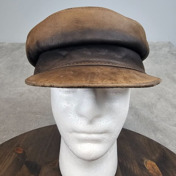 Vintage Nacca Dacca San Francisco Hat Brown Leather Newsboy Cap 1960's - Picture 2 of 9